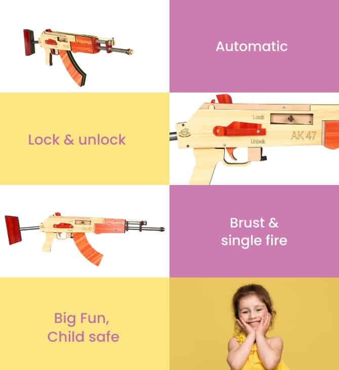 AK 47 toy gun- Wooden Rubber Band