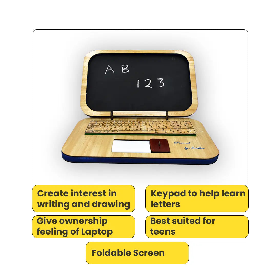 Laptop toy, Toy Slate, Wooden Slate, Wooden Laptop Chalkboard