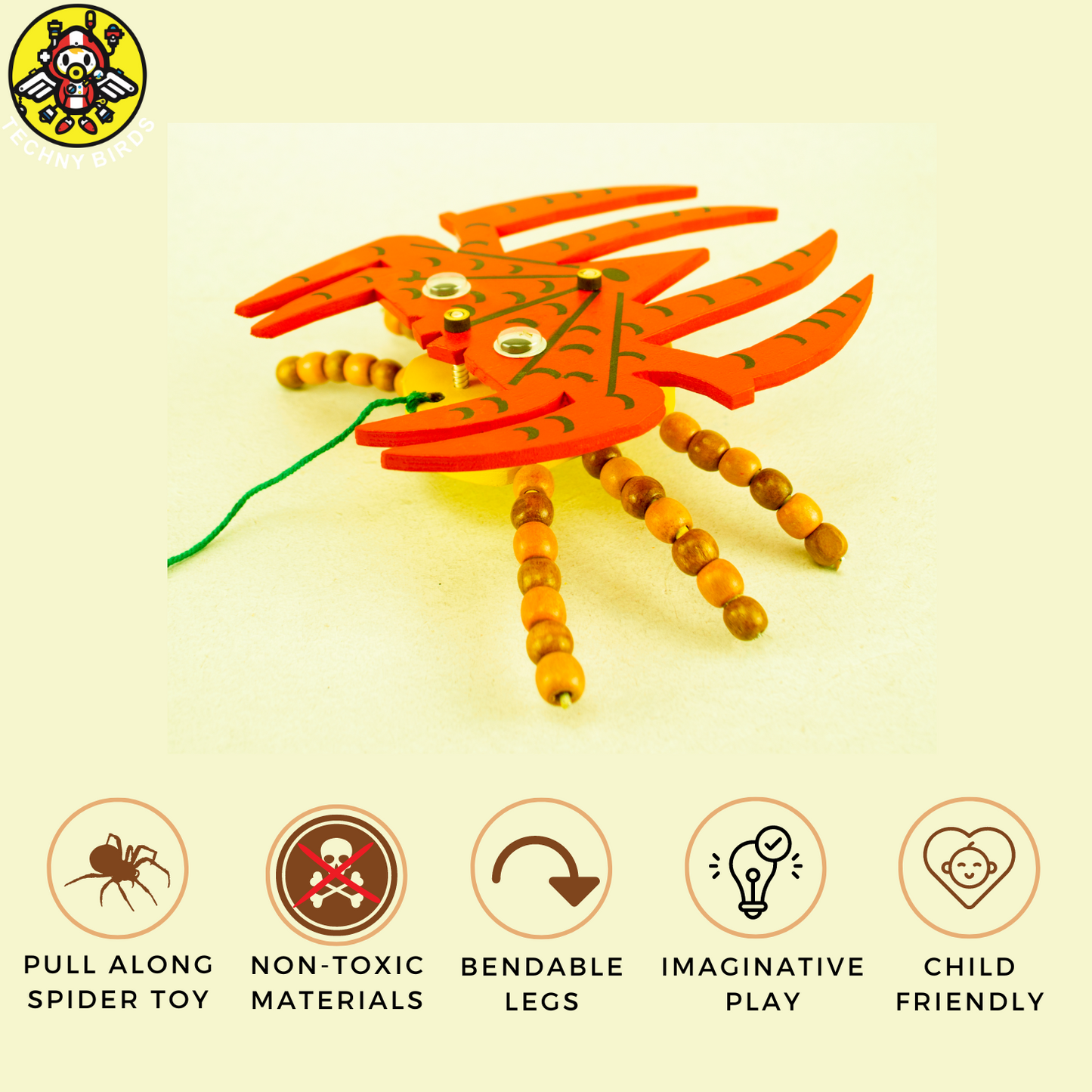 Wooden Spider Toy, Animal Toys