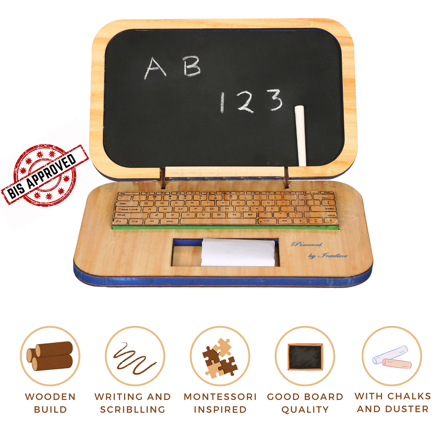 Laptop toy, Toy Slate, Wooden Slate, Wooden Laptop Chalkboard